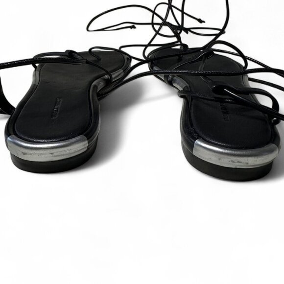 Isabel Marant Jeiro Women's Strappy Black, Silver Leather Flat Sandals Sz 38 NEW - Picture 8 of 8